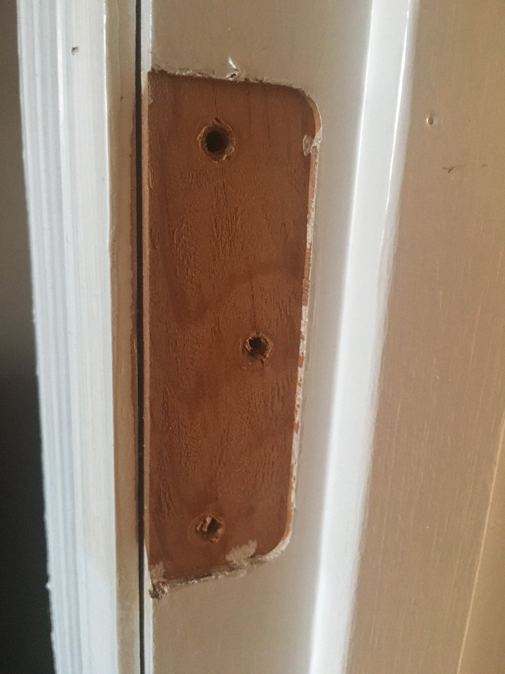 Old hinge recess before after hinge removal before repair