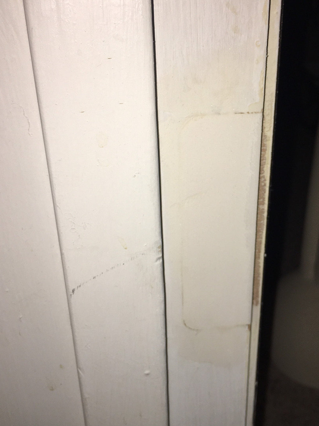 Hinge Filler repair partially completed | Ready for more spackle and sanding