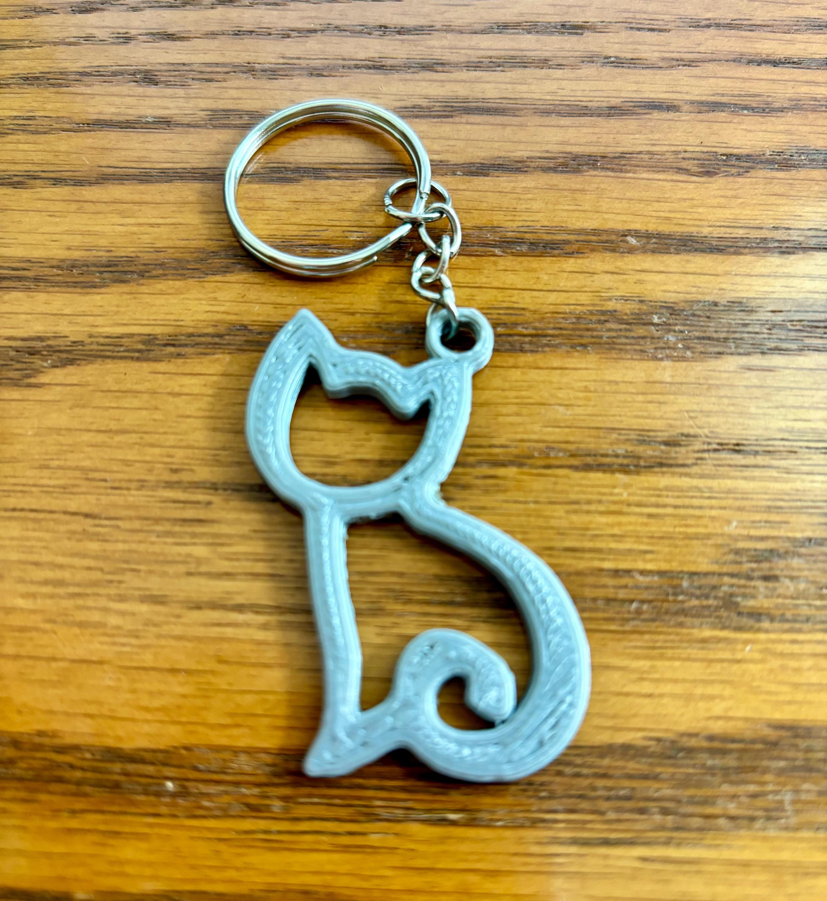 3D Printed Stylized Animal Pets Kitten, Lop-ear Bunny, Seahorse Profile Silhouette Keychain Charms