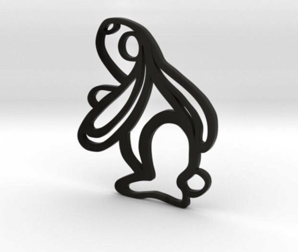 3D Printed Stylized Animal Pets Kitten, Lop-ear Bunny, Seahorse Profile Silhouette Keychain Charms