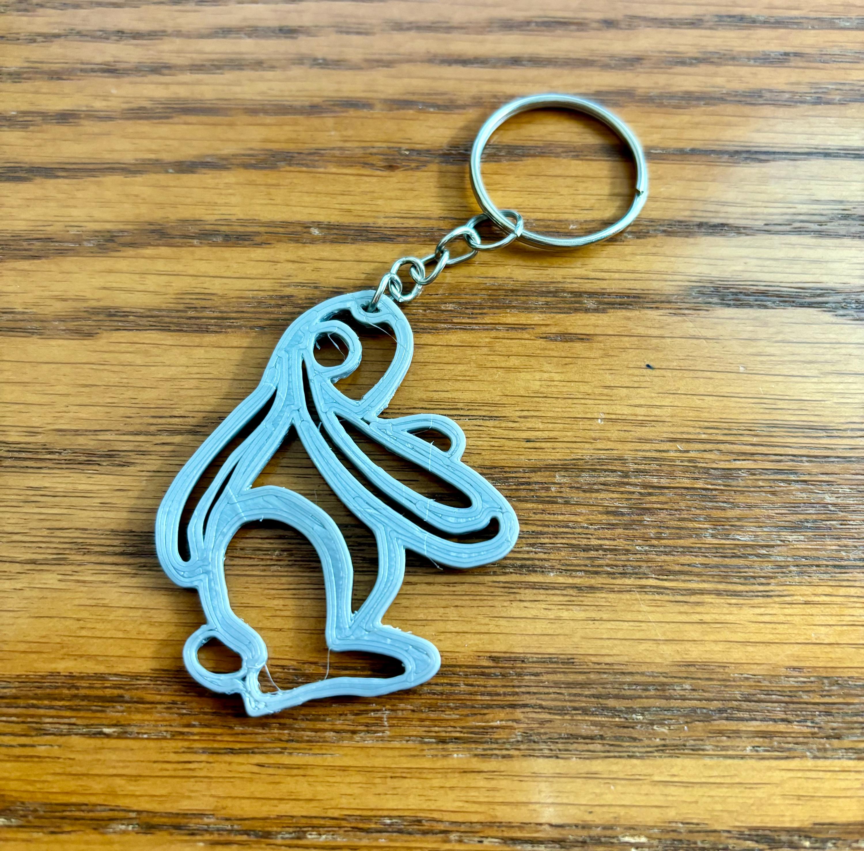 3D Printed Stylized Animal Pets Kitten, Lop-ear Bunny, Seahorse Profile Silhouette Keychain Charms