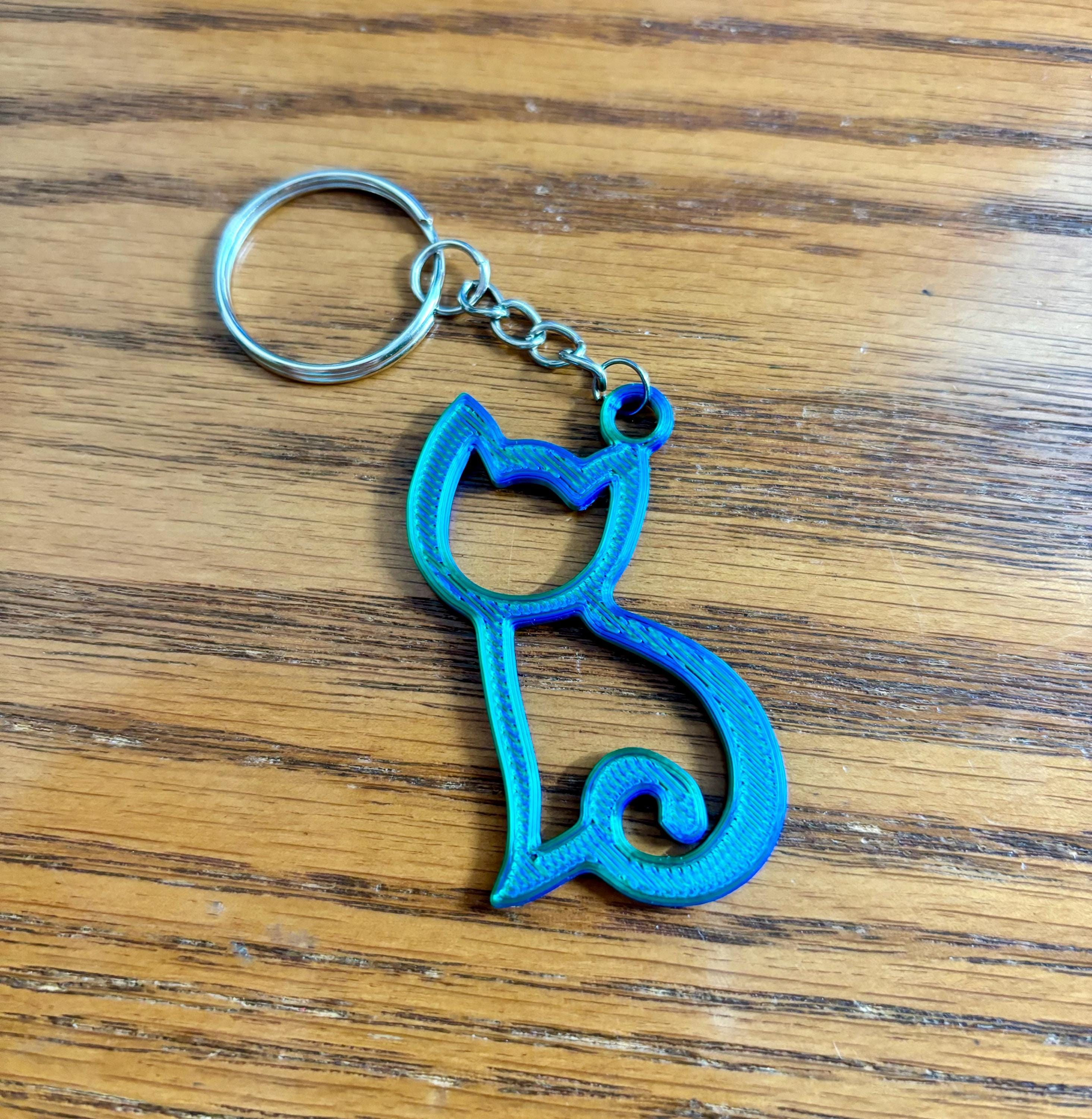 3D Printed Stylized Animal Pets Kitten, Lop-ear Bunny, Seahorse Profile Silhouette Keychain Charms