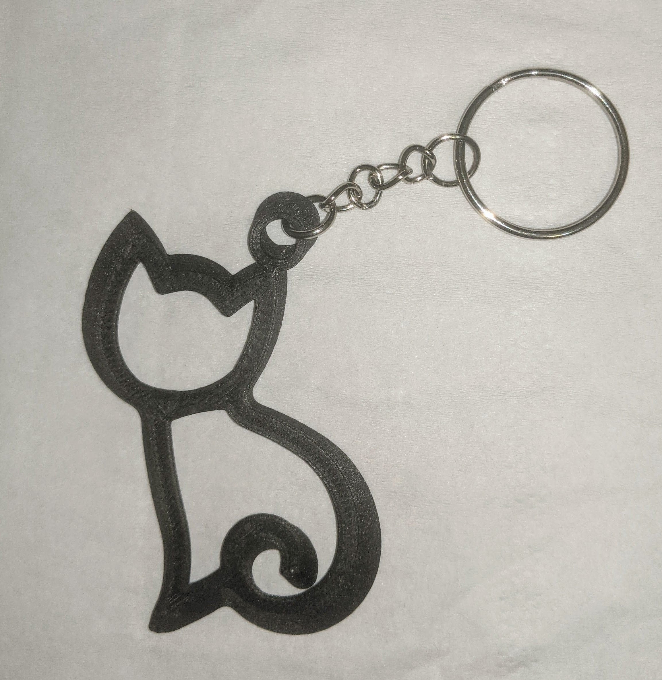 3D Printed Stylized Animal Pets Kitten, Lop-ear Bunny, Seahorse Profile Silhouette Keychain Charms